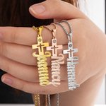 Personalized Dainty Name Cross Necklace Religious Jewellery Baptism Christmas Gift for Christian Women