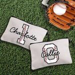 Personalized Basketball Softball Baseball Football Name Makeup Bag with Wrist Strap Birthday Anniversary Gift for Women Sports Lover