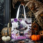 Sac à main en toile avec nom pour Halloween Cadeau pour Garçons Filles Highland Cow Lovers