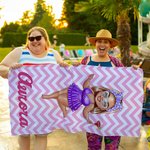 Personalized Multicolor Cartoon Quick Dry Black Woman Girl Beach Towel with Name Birthday Travel Essential Gift for Friend Bestie