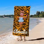 Personalized Multicolor Cartoon Quick Dry Black Woman Girl Beach Towel with Name Birthday Travel Essential Gift for Friend Bestie