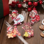 Personalisierte Weihnachtsmann Elch Foto Stroh Topper Zubehör für Stanley Tumbler Cup Party Favorit Weihnachtsgeschenk für Familie Freund