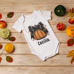 Personalized Pumpkin Bow Design 100% Cotton Baby Bodysuit with Name Halloween Baby Shower Gift for Baby Newborn