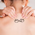 Autocollants de Tatouages Imperméables Peresonnalisés avec Noms et Date Symbole Infini Cœur Lot de 12 Cadeaux Anniversaire de Mariage pour Couple