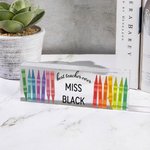 Personalized Rainbow Crayon Acrylic Desk Name Plate with Name Christmas Teacher Appreciation Office Decor Gift for Teacher