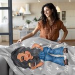 Personalized Y2K Style Cartoon Character Soft Throw Blanket with Name Birthday Christmas Gift for Women Girls