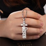 Personalized Dainty Name Cross Necklace Religious Jewellery Baptism Christmas Gift for Christian Women