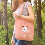 Sac Tote Personnalisé avec Animal Visage Queue et Texte Sac Fourre-Tout Multicolore Recyclable Cadeau Anniversaire Fête pour Amoureux des Animaux