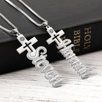 Personalized Dainty Name Cross Necklace Religious Jewellery Baptism Christmas Gift for Christian Women
