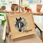 Gepersonaliseerde bloemige herbruikbare Jute draagtas met naam Verjaardagscadeau voor vrouwen en meisjes