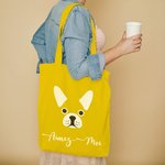 Sac Tote Personnalisé avec Animal Visage Queue et Texte Sac Fourre-Tout Multicolore Recyclable Cadeau Anniversaire Fête pour Amoureux des Animaux