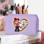 Personalized Y2K Style Cartoon Character Heart Design PU Leather Makeup Bag with Name Birthday Travel Accessory Birthday Gift for Women Sisters