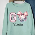 Personalizado Go Disco Baseball Football Basketball Coquette Bow Game Day Sudadera con Nombre Regalo de Cumpleaños para Mujer Niña Deporte Mamá