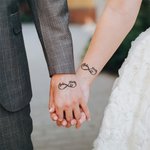 Autocollants de Tatouages Imperméables Peresonnalisés avec Noms et Date Symbole Infini Cœur Lot de 12 Cadeaux Anniversaire de Mariage pour Couple
