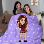 Personalized Y2K Style Cartoon Character Soft Throw Blanket with Name Birthday Christmas Gift for Women Girls