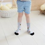 Personalized Cute Bunny Ears Photo Mid-calf Socks with Name and Easter Egg Carrot Element Gift for Kid