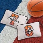 Personalized Basketball Softball Baseball Football Name Makeup Bag with Wrist Strap Birthday Anniversary Gift for Women Sports Lover