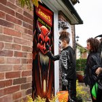 Personalized Dante Ghost Pattern Banner Door Cover with Name Home Decor Halloween Party Gift for Family Friend