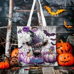 Sac à main en toile avec nom pour Halloween Cadeau pour Garçons Filles Highland Cow Lovers