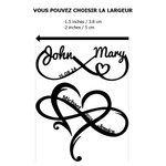 Autocollants de Tatouages Imperméables Peresonnalisés avec Noms et Date Symbole Infini Cœur Lot de 12 Cadeaux Anniversaire de Mariage pour Couple