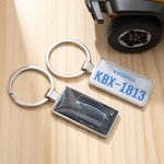 Personalized USA State Car License Plate Keychain with Text and Photo Car Accessory Birthday Gift for Men