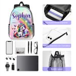 Mochila Personalizada de Fantástico Unicornio Lindo: Gran Capacidad con Nombre, Perfecta para Uso Diario y Regalo de Vuelta al Cole para Niños