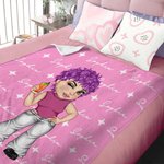 Personalized Y2K Style Cartoon Character Soft Throw Blanket with Name Birthday Christmas Gift for Women Girls