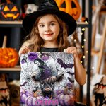 Sac à main en toile avec nom pour Halloween Cadeau pour Garçons Filles Highland Cow Lovers