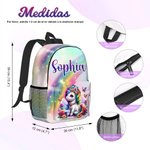 Mochila Personalizada de Fantástico Unicornio Lindo: Gran Capacidad con Nombre, Perfecta para Uso Diario y Regalo de Vuelta al Cole para Niños