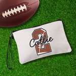 Personalized Basketball Softball Baseball Football Name Makeup Bag with Wrist Strap Birthday Anniversary Gift for Women Sports Lover