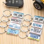 Personalized USA State Car License Plate Keychain with Text and Photo Car Accessory Birthday Gift for Men