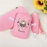 Personalized Pink Floral Skull Water Bottle Carrier Bag with Strap Tumbler Accessories for 40oz Stanley Halloween Gift for Women Girls Skull Lovers