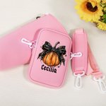 Personalised Starry Pumpkin Bow Water Bottle Carrier Bag with Pouch and Strap Accessories for 40oz Stanley Tumbler Halloween Gift for Women