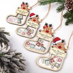 Personalisierte niedliche Rentier Strumpf Form hölzerne schütteln Weihnachten Ornament mit Namen erste Weihnachten neugeborenes Geschenk für Baby Jungen Mädchen