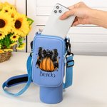 Personalised Starry Pumpkin Bow Water Bottle Carrier Bag with Pouch and Strap Accessories for 40oz Stanley Tumbler Halloween Gift for Women
