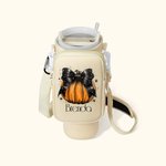 Personalised Starry Pumpkin Bow Water Bottle Carrier Bag with Pouch and Strap Accessories for 40oz Stanley Tumbler Halloween Gift for Women