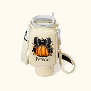 Borsa portabottiglie personalizzata con arco a forma di zucca stellata con custodia e tracolla Accessori per bicchiere Stanley da 40 oz Regalo di Hall