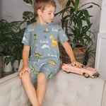 Personalised Cute Dinosaur Soft Kid Pajamas Set with Name Birthday Christmas Gift for Boys Girls