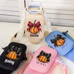 Personalised Starry Pumpkin Bow Water Bottle Carrier Bag with Pouch and Strap Accessories for 40oz Stanley Tumbler Halloween Gift for Women