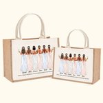 Personalized Bride Cheers with Bridesmaids Jute Canvas Tote Bag with Name and Blessing Quote Wedding Party Bridal Shower Gift for Bride