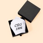 Fazzoletto di lino ricamato personalizzato con monogramma arrotolato a mano con scatola Regalo di nozze di Natale per uomini fidanzati sposi