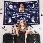 Personalized Ouija Board Witch Design Tapestry with Name Halloween Wall Decor Gift for Family