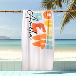 Personalized Colourful Cousin Crew Quick Dry Oversized Beach Towel with Name Summer Travel Essential Gift for Family Kids