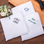 Fazzoletto di lino ricamato personalizzato con monogramma arrotolato a mano con scatola Regalo di nozze di Natale per uomini fidanzati sposi