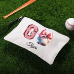 Bolsa de maquillaje personalizada con nombre de pelota de fútbol tenis discoteca con pulsera Accesorios de viaje Regalo para mujer Amante de los depor