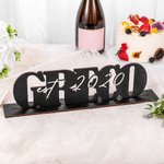 Personalized Mr and Mrs Wood Wedding Table Sign with Mirror Acrylic Family Name Party Photo Prop Anniversary Wedding Gift for Couple