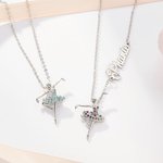 Personalizado Dainty Ballerina Nombre Collar con piedra de cumpleaños Aniversario de regalo para bailarina de ballet