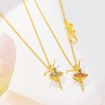 Personalizado Dainty Ballerina Nombre Collar con piedra de cumpleaños Aniversario de regalo para bailarina de ballet