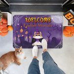 Personalized 1 - 5 Pumpkin Witch Cats Design Non-Slip Funny Door Mat with Name Halloween Fall Home Decor Gift for Family