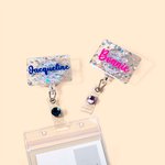 Personalised Glitter Nurse Acrylic Badge Reel Text with Gemstone Birthday Christmas Gift for Nurse Doctor Medical Staff